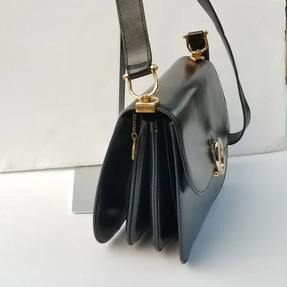 Vintage CÉLINE Paris Horse Carriage Caleche box calf shoulder crossbody bag - Picture 2 of 16